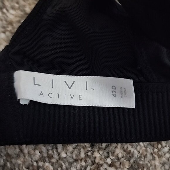 Livi Active Sports Bra 42D Black Wireless Unlined Convertible Adjustable No Wire - Picture 3 of 5